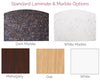 Marble Top & Laminate Color Options - Standard
